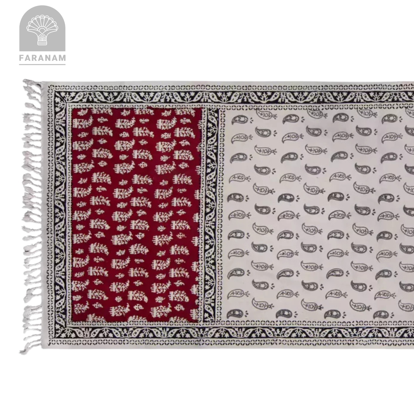 Dual Harmony Runner, Block-Printed Cotton Tablecloth