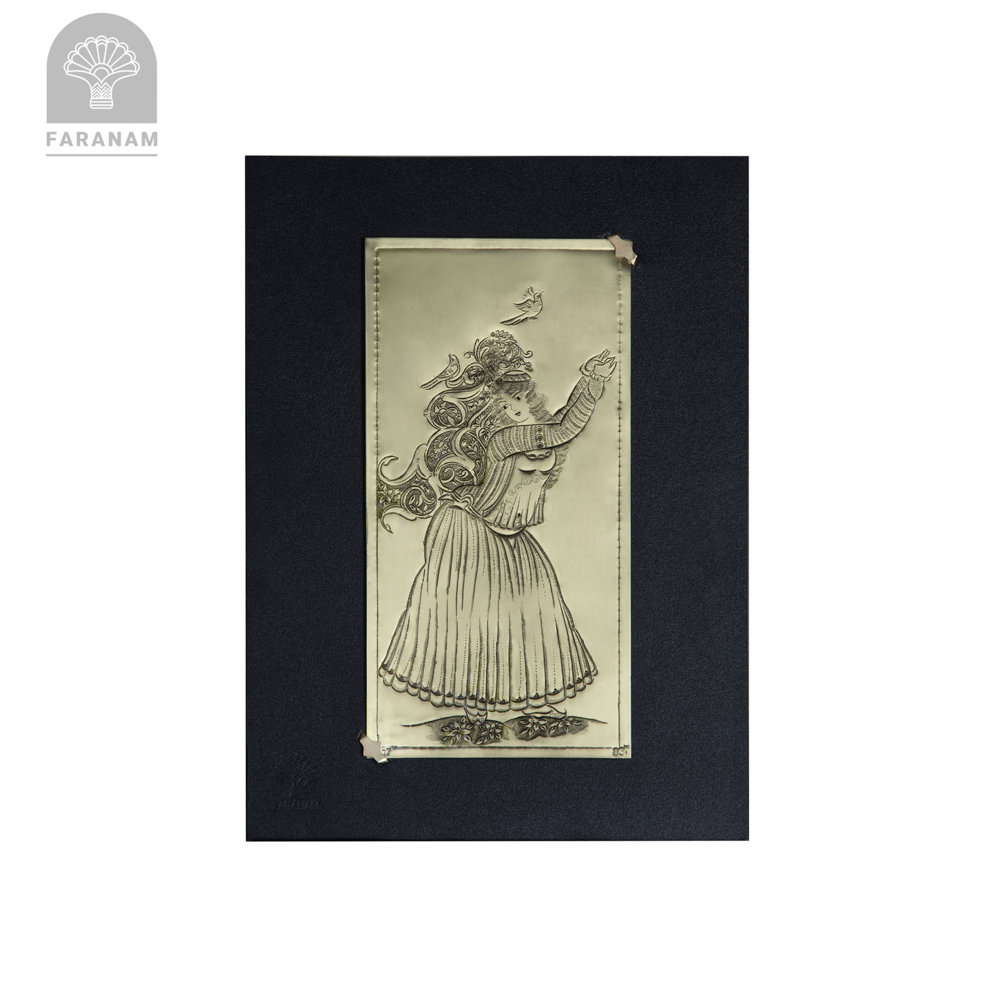 Echoes of the Harem, Hand-Etched Brass Tableau (Leather Frame)