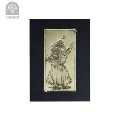Echoes of the Harem, Hand-Etched Brass Tableau (Leather Frame)