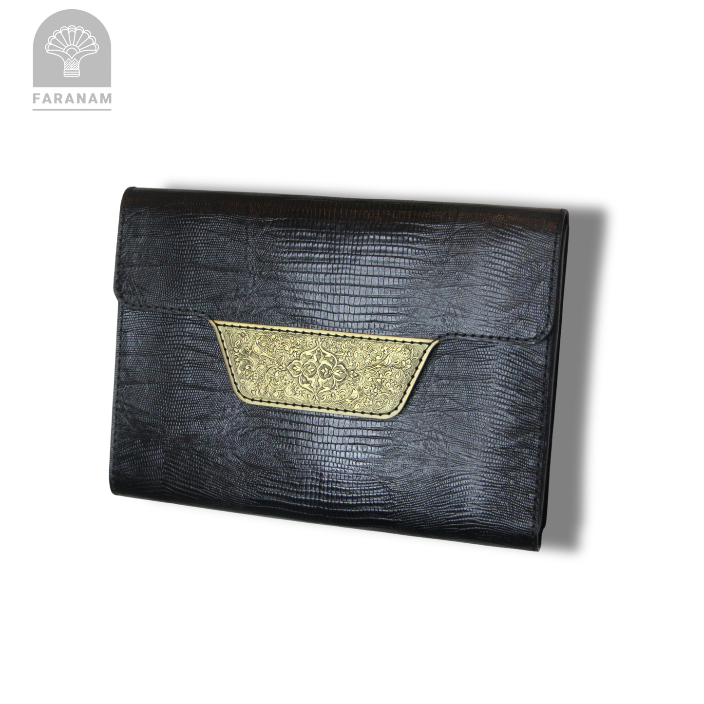 Vala Hand Etched Leather Clutch with hand-etched art