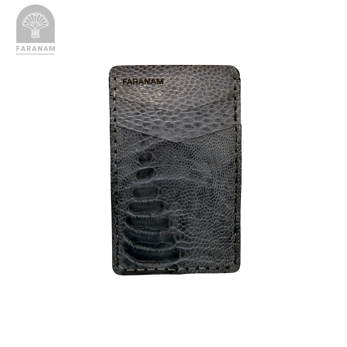 Victor Card Holder, Ostrich Leg Leather