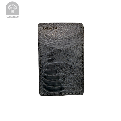 Victor Card Holder, Ostrich Leg Leather