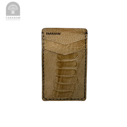 Victor Card Holder, Ostrich Leg Leather