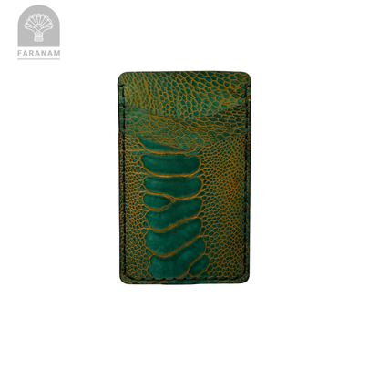 Victor Card Holder, Ostrich Leg Leather