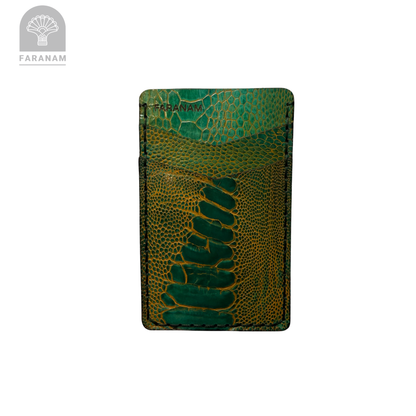 Victor Card Holder, Ostrich Leg Leather
