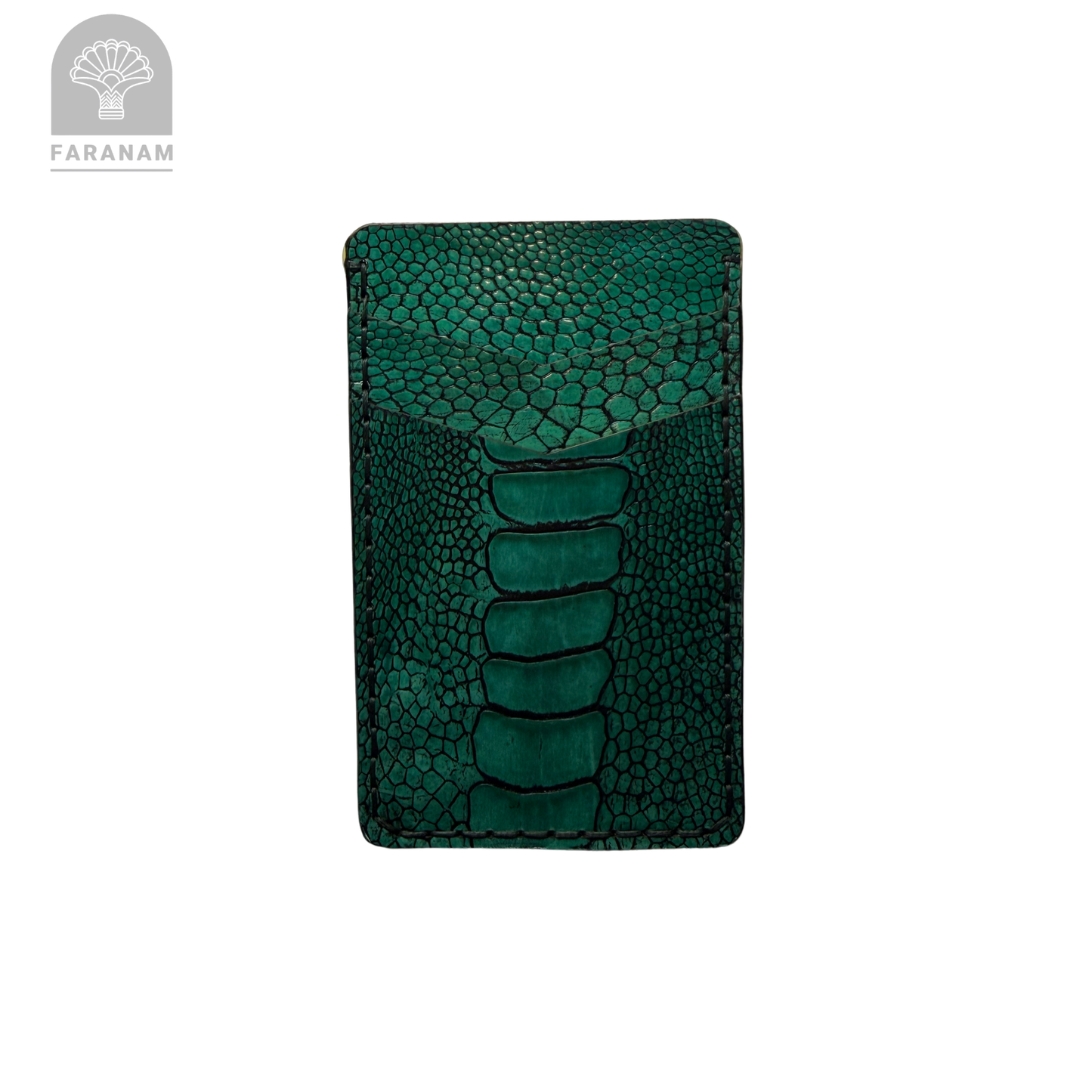 Victor Card Holder, Ostrich Leg Leather