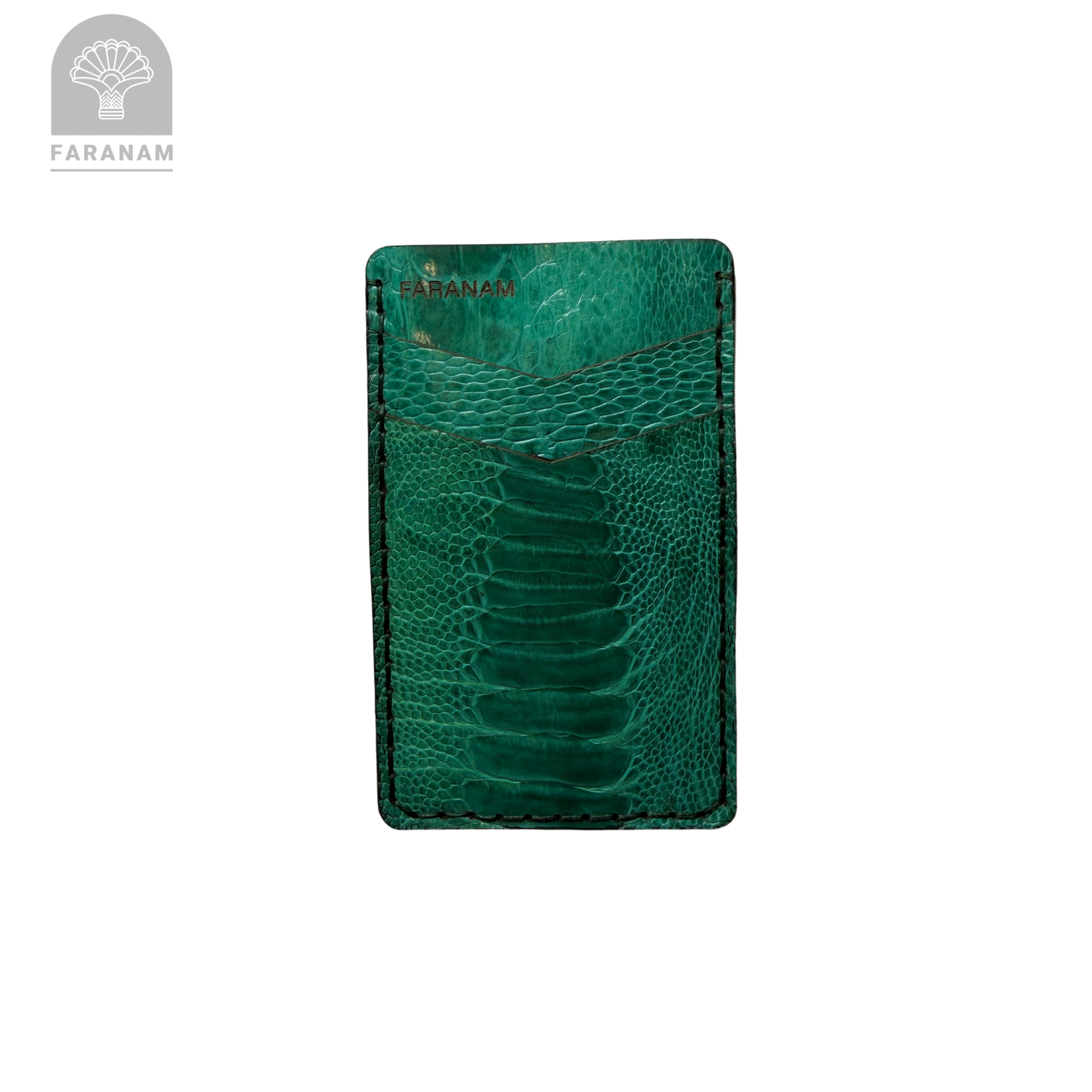 Victor Card Holder, Ostrich Leg Leather