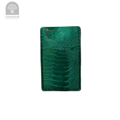 Victor Card Holder, Ostrich Leg Leather
