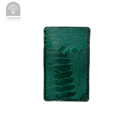 Victor Card Holder, Ostrich Leg Leather