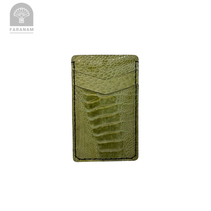 Victor Card Holder, Ostrich Leg Leather