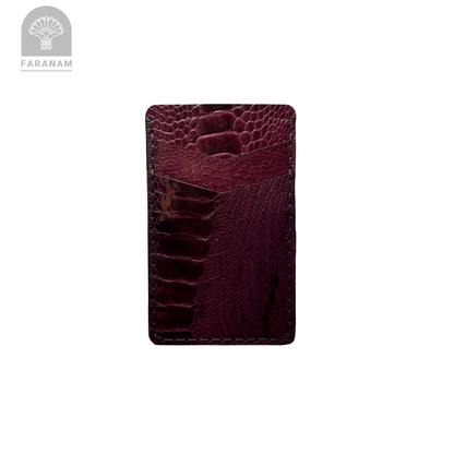 Victor Card Holder, Ostrich Leg Leather