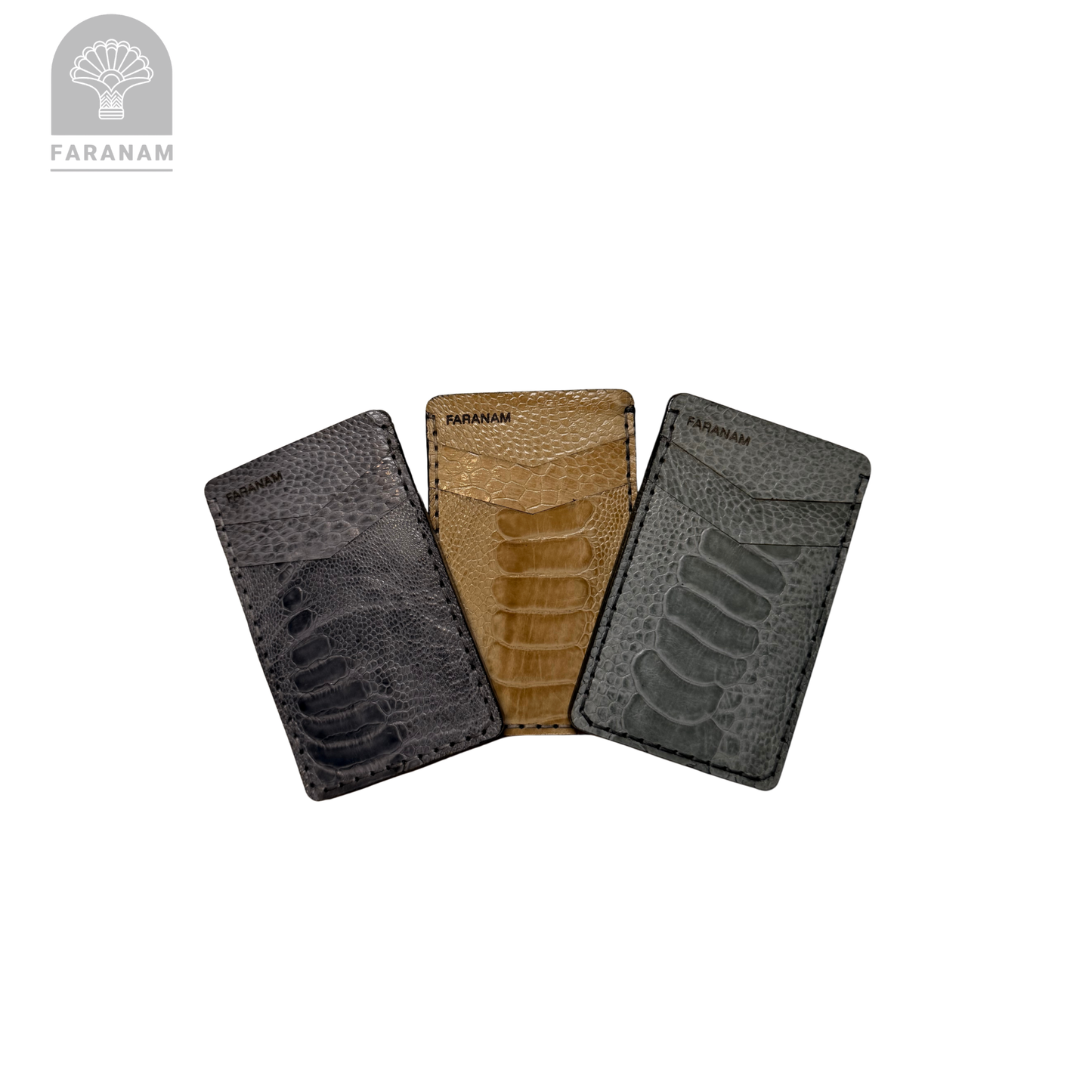 Victor Card Holder, Ostrich Leg Leather