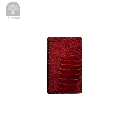 Victor Card Holder, Ostrich Leg Leather
