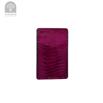 Victor Card Holder, Ostrich Leg Leather