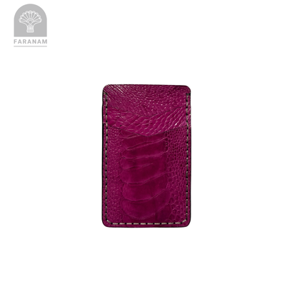 Victor Card Holder, Ostrich Leg Leather