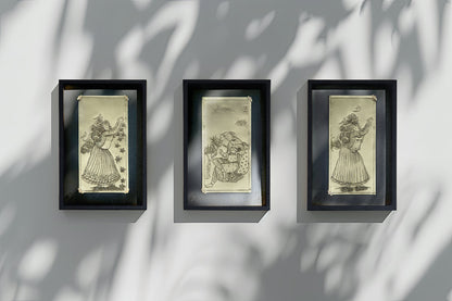 Echoes of the Harem, Hand-Etched Brass Tableau (Leather Frame)