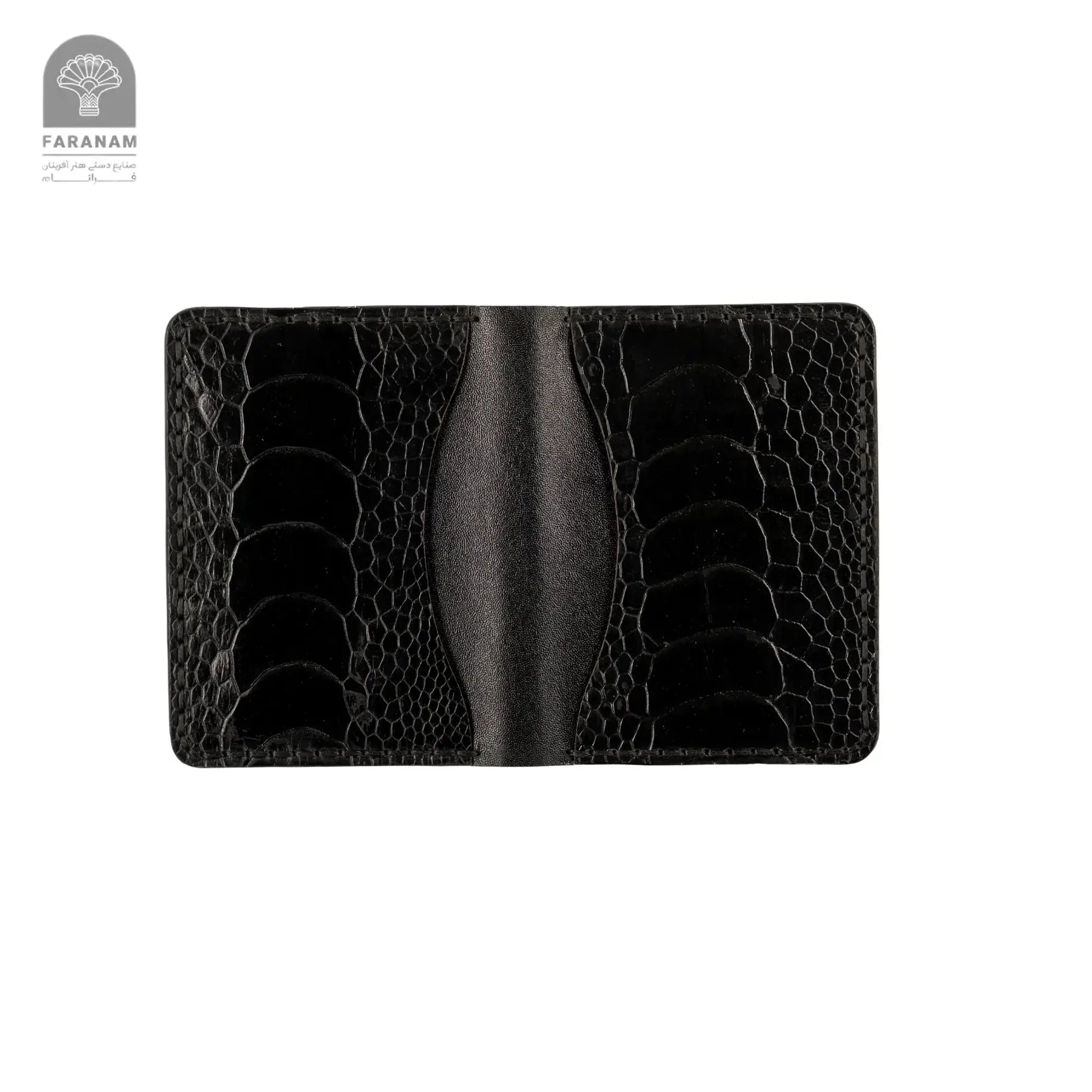 Aris Bifold Wallet, Ostrich Leg Leather, Hand-stitched Faranam