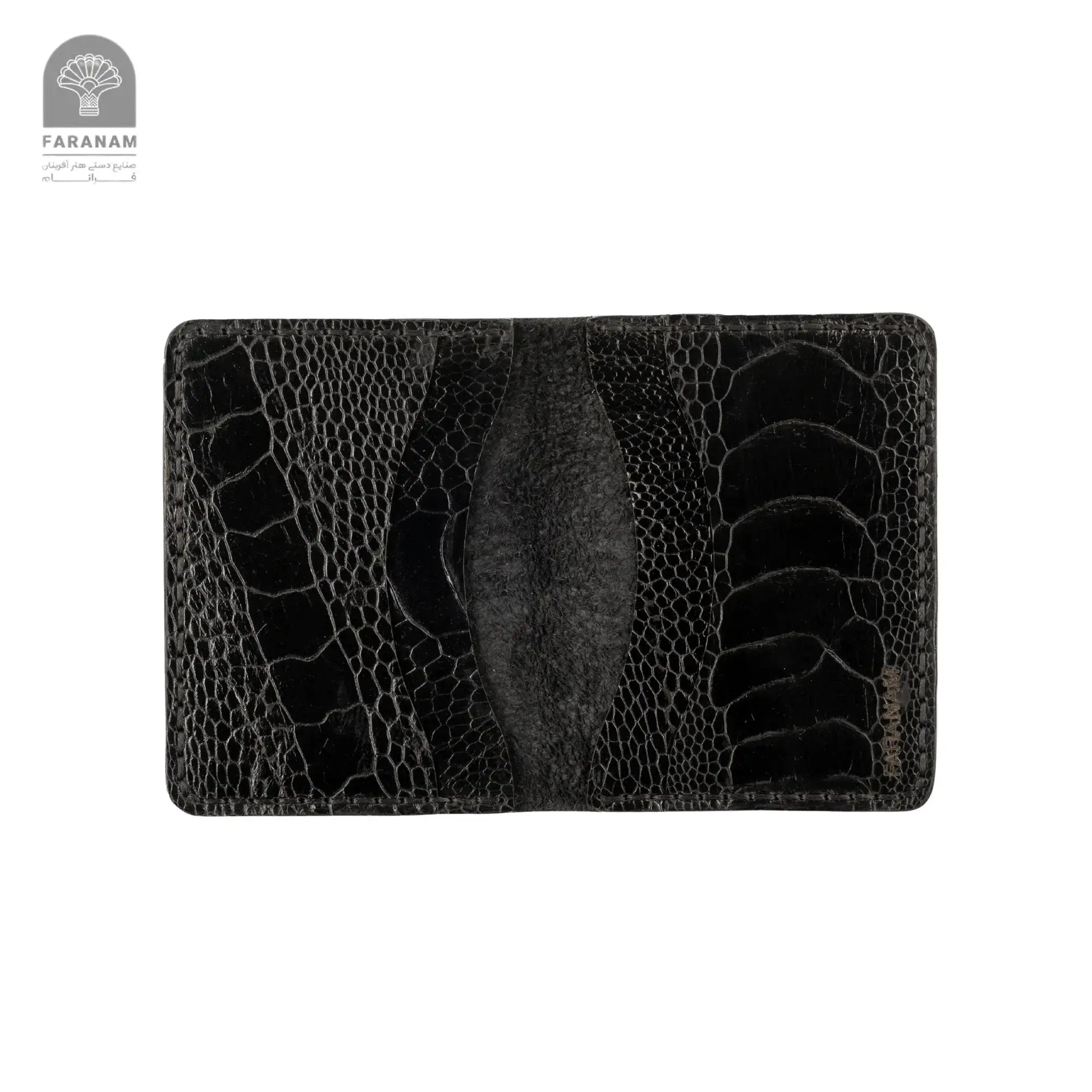 Aris Bifold Wallet, Ostrich Leg Leather, Hand-stitched Faranam