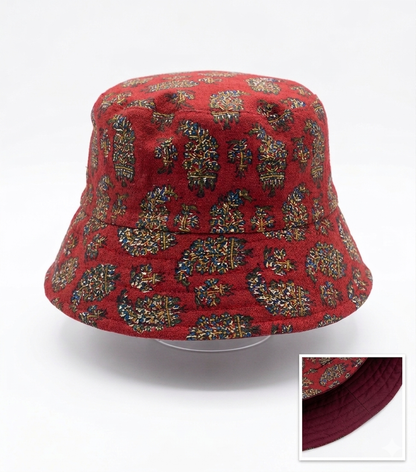 Block Printed Bucket Hat, Handmade, Ghalamkar
