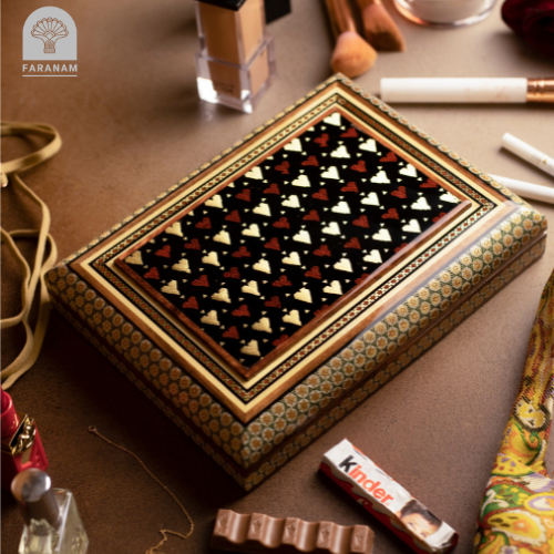 Black Suit Aroma Box, Inlaid mosaic, Rubber Wood