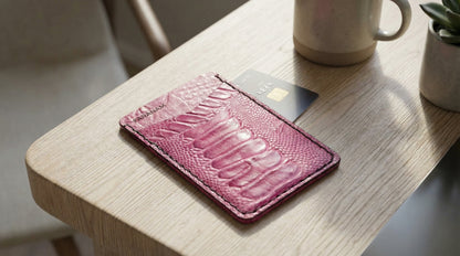 Victor Card Holder, Ostrich Leg Leather, Hand-stitched