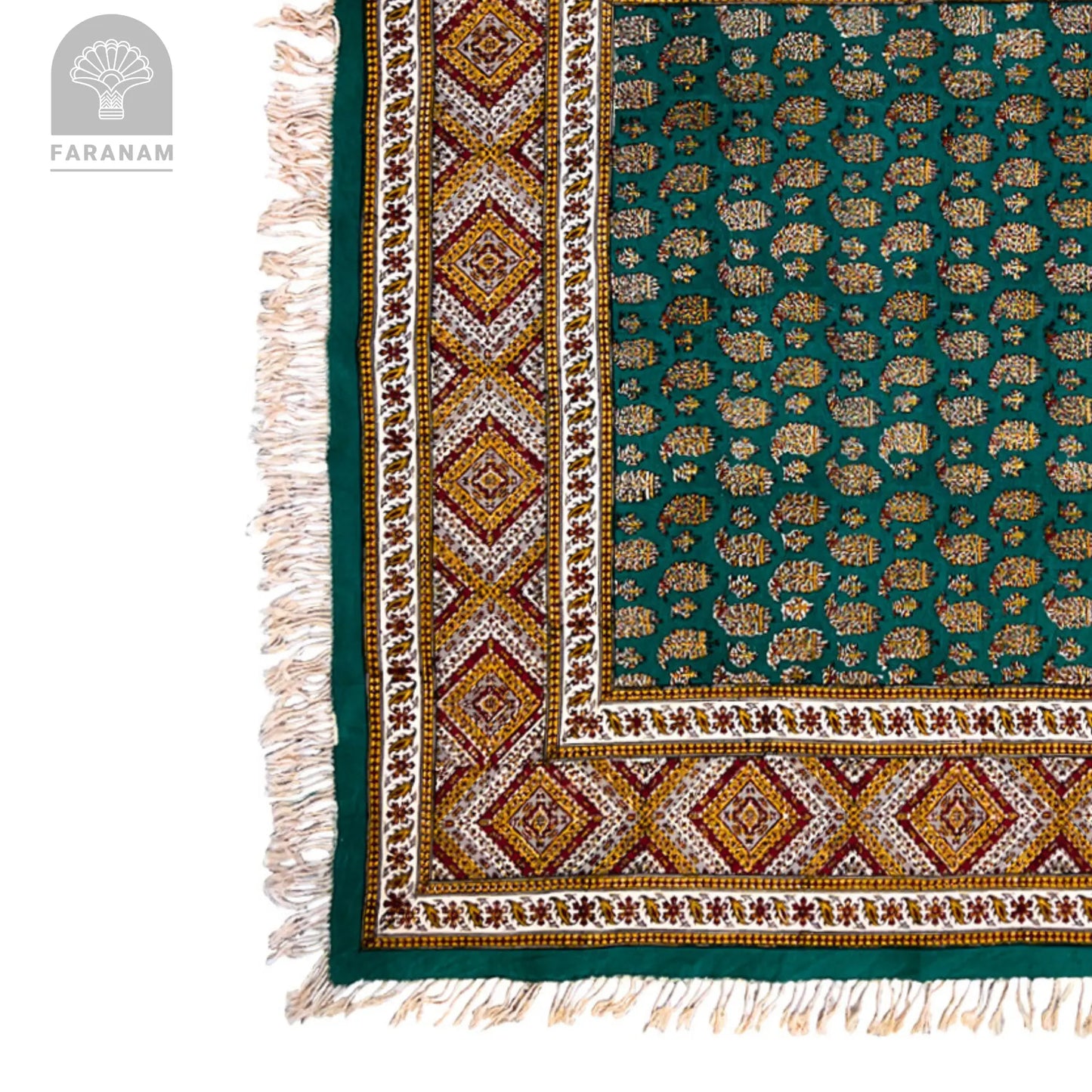 Green Forest Tablecloth, 3'x3', Handmade Faranam