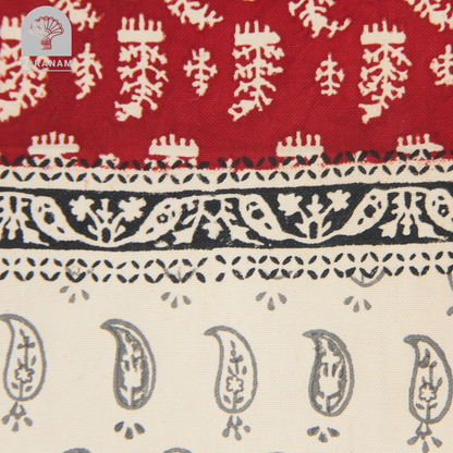 Dual Harmony Runner, Block-Printed Cotton Tablecloth