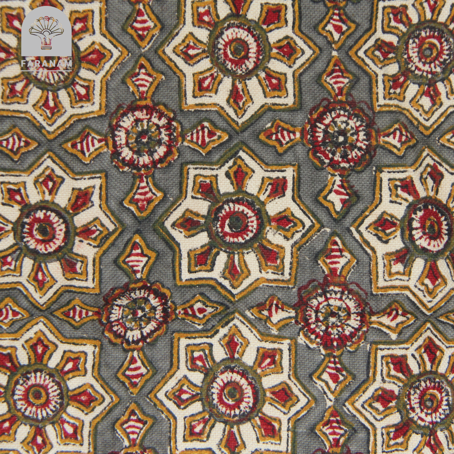 Heptagon Runner, Block-Printed Cotton Tablecloth