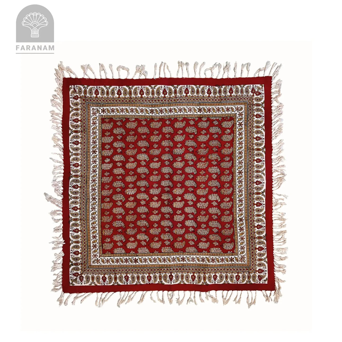 Maison Paisley Tablecloth, 2.5'x2.5', Handmade Faranam