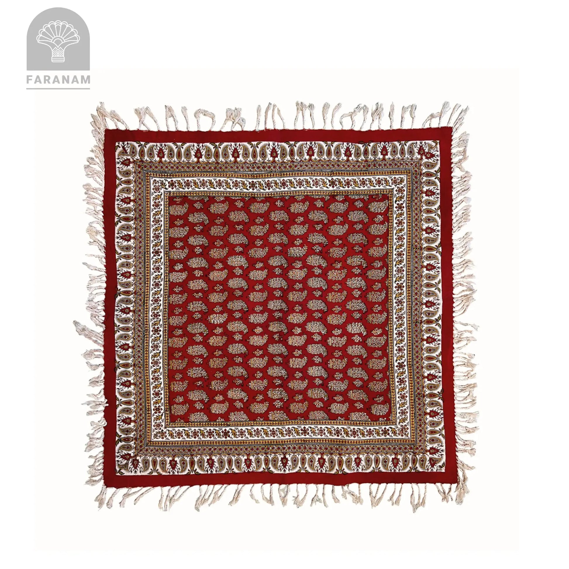 Maison Paisley Tablecloth, 2.5'x2.5', Handmade Faranam