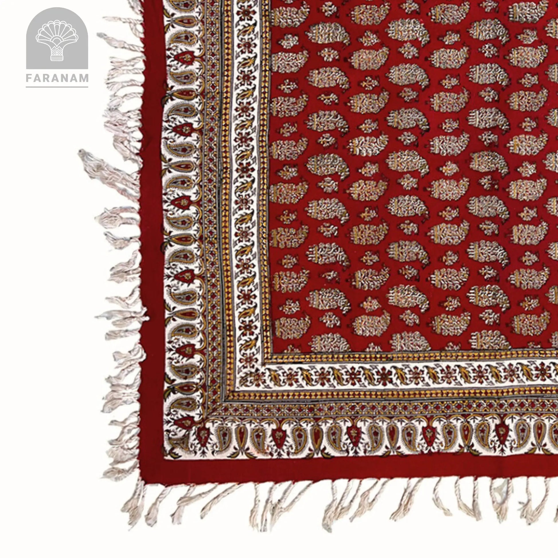 Maison Paisley Tablecloth, 2.5'x2.5', Handmade Faranam