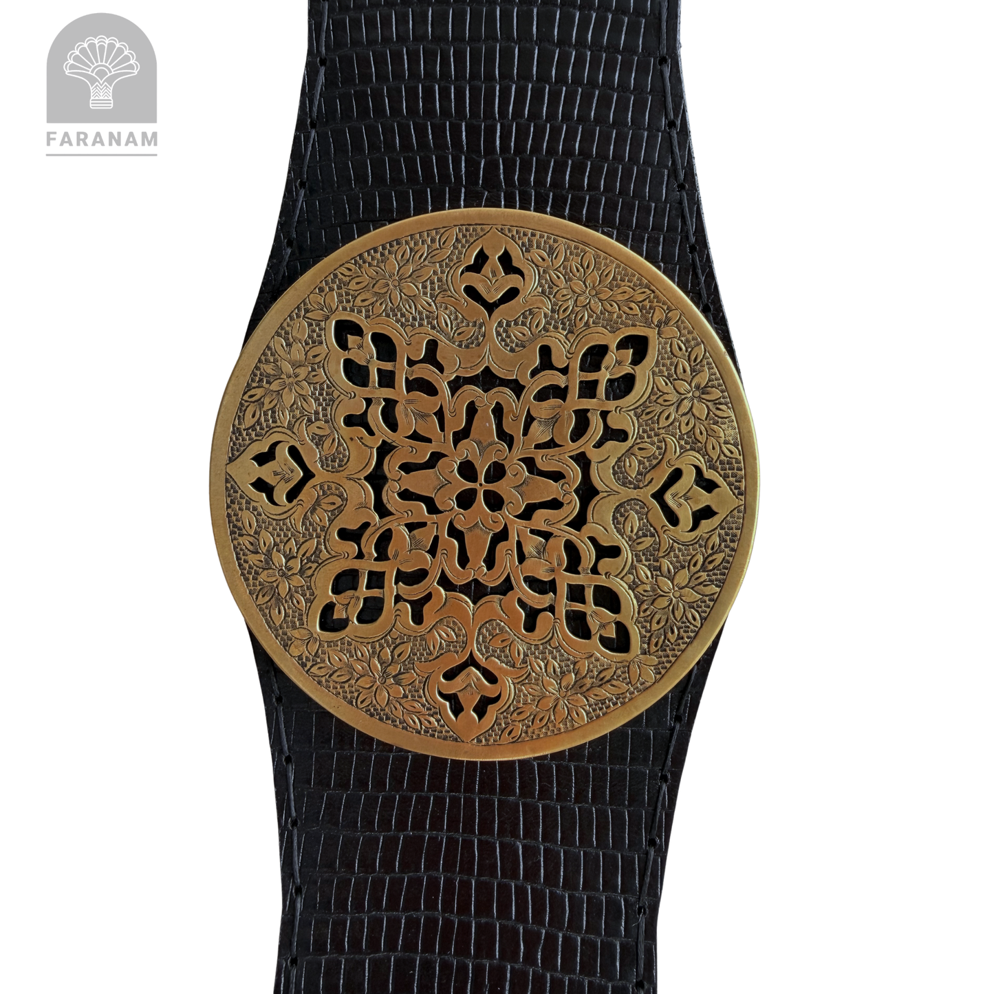 Simaj Imperial Medallion Leather Clutch with Enameling Art Work