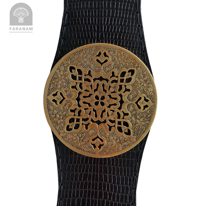 Simaj Imperial Medallion Leather Clutch with Enameling Art Work