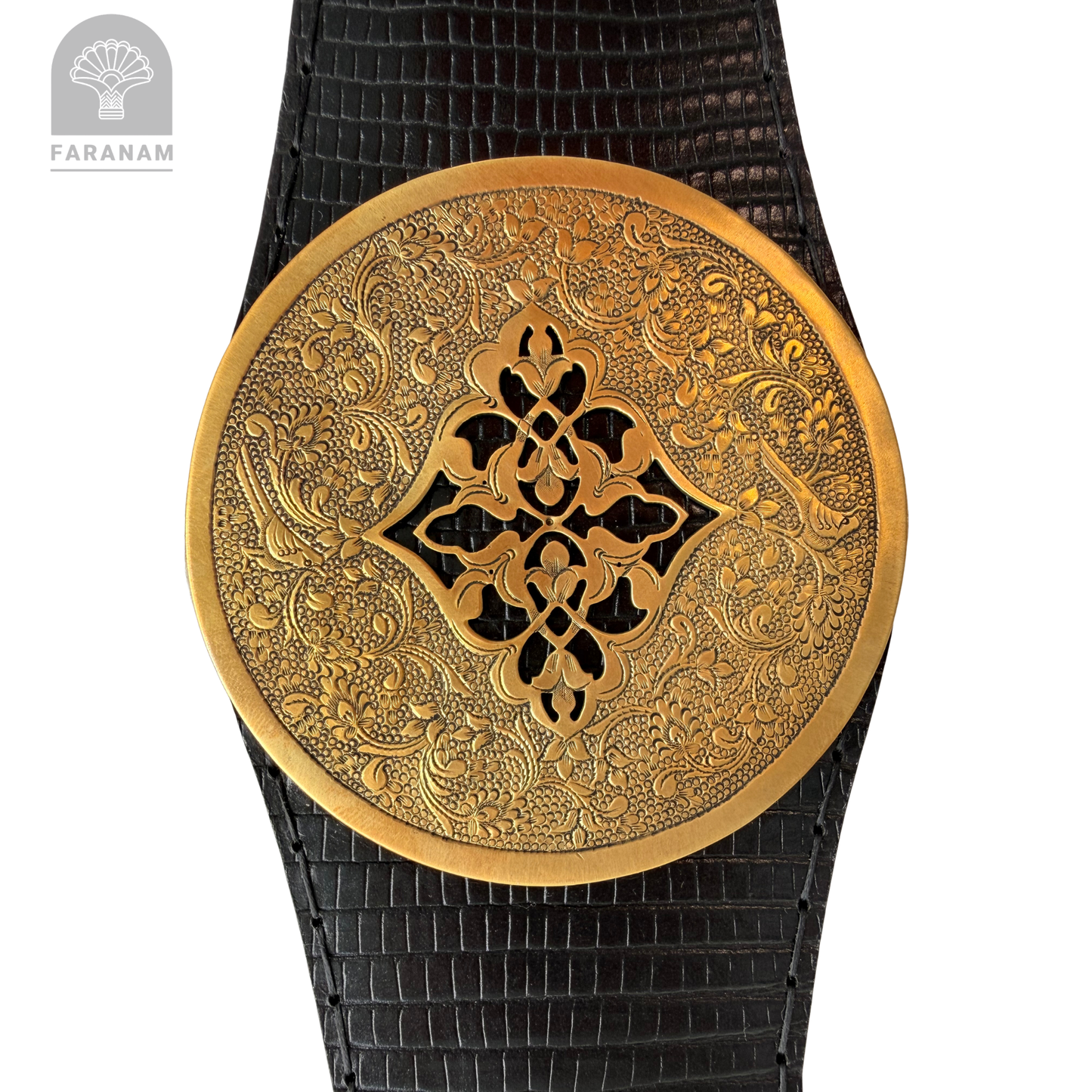 Simaj Rosette Leather Clutch with Enameling Art Work