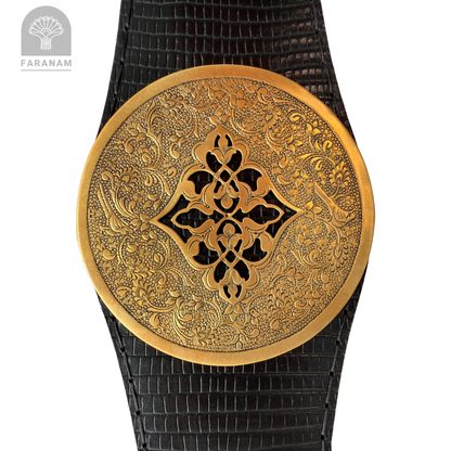 Simaj Rosette Leather Clutch with Enameling Art Work