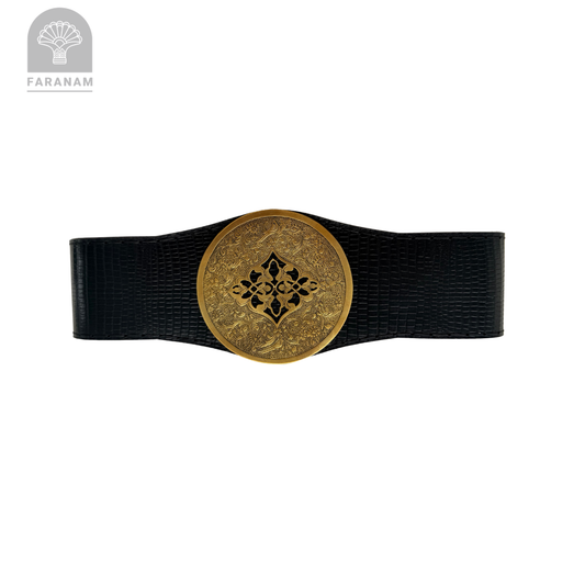 Simaj Rosette Leather Clutch with Enameling Art Work