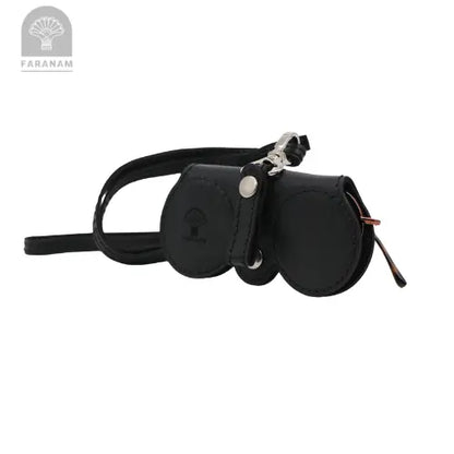 Faranam luxury black leather sunglasses case with strap, artisanal craftsmanship