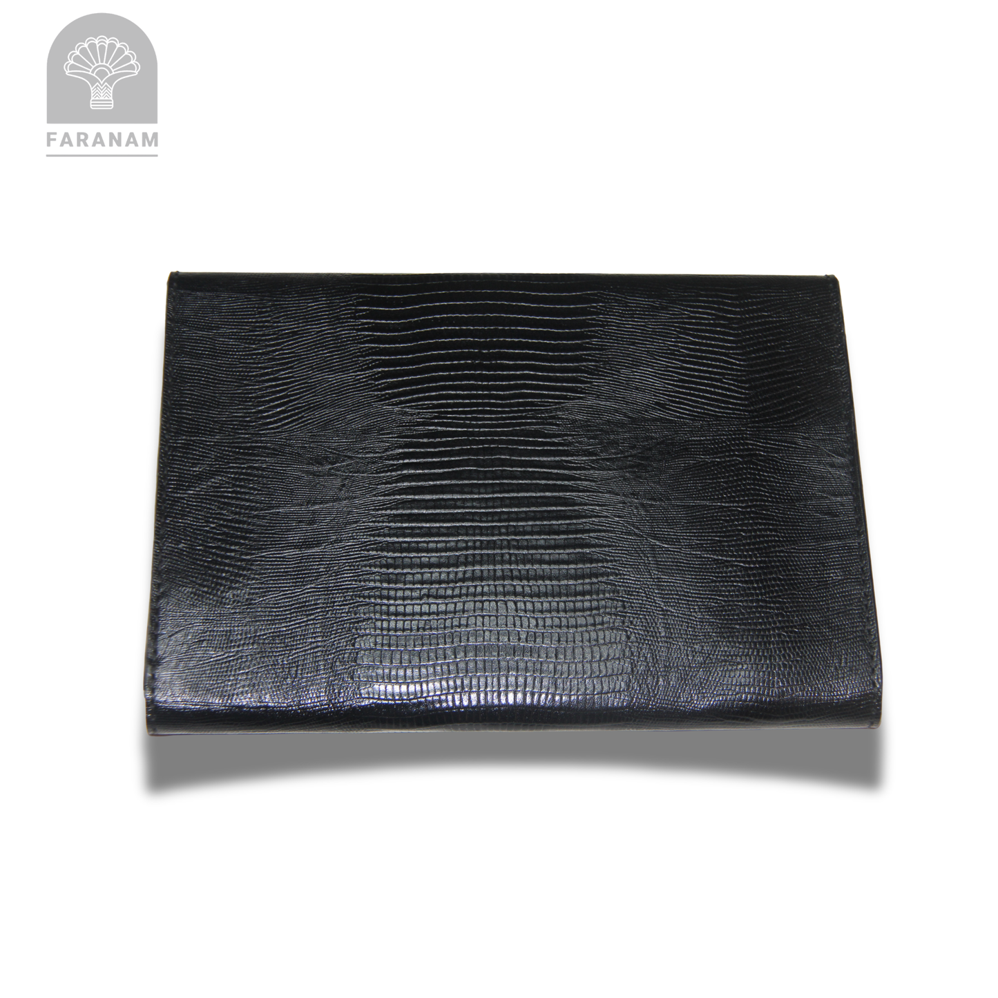 Ocean Pulse Leather Clutch with Enameling Art Work