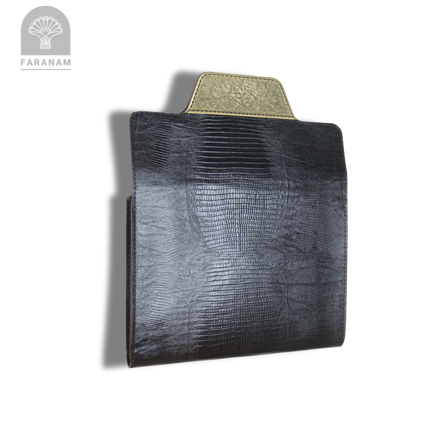 Vala Hand Etched Leather Clutch with hand-etched art