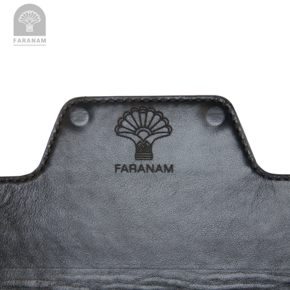 Vala Hand Etched Leather Clutch with hand-etched art