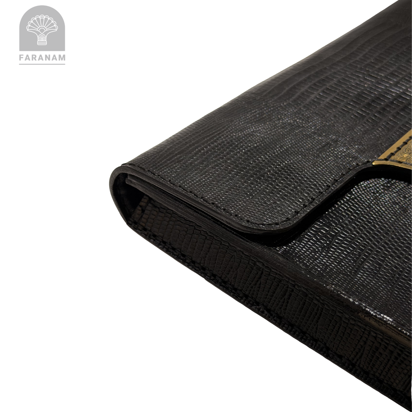 Vala Hand Etched Leather Clutch with hand-etched art