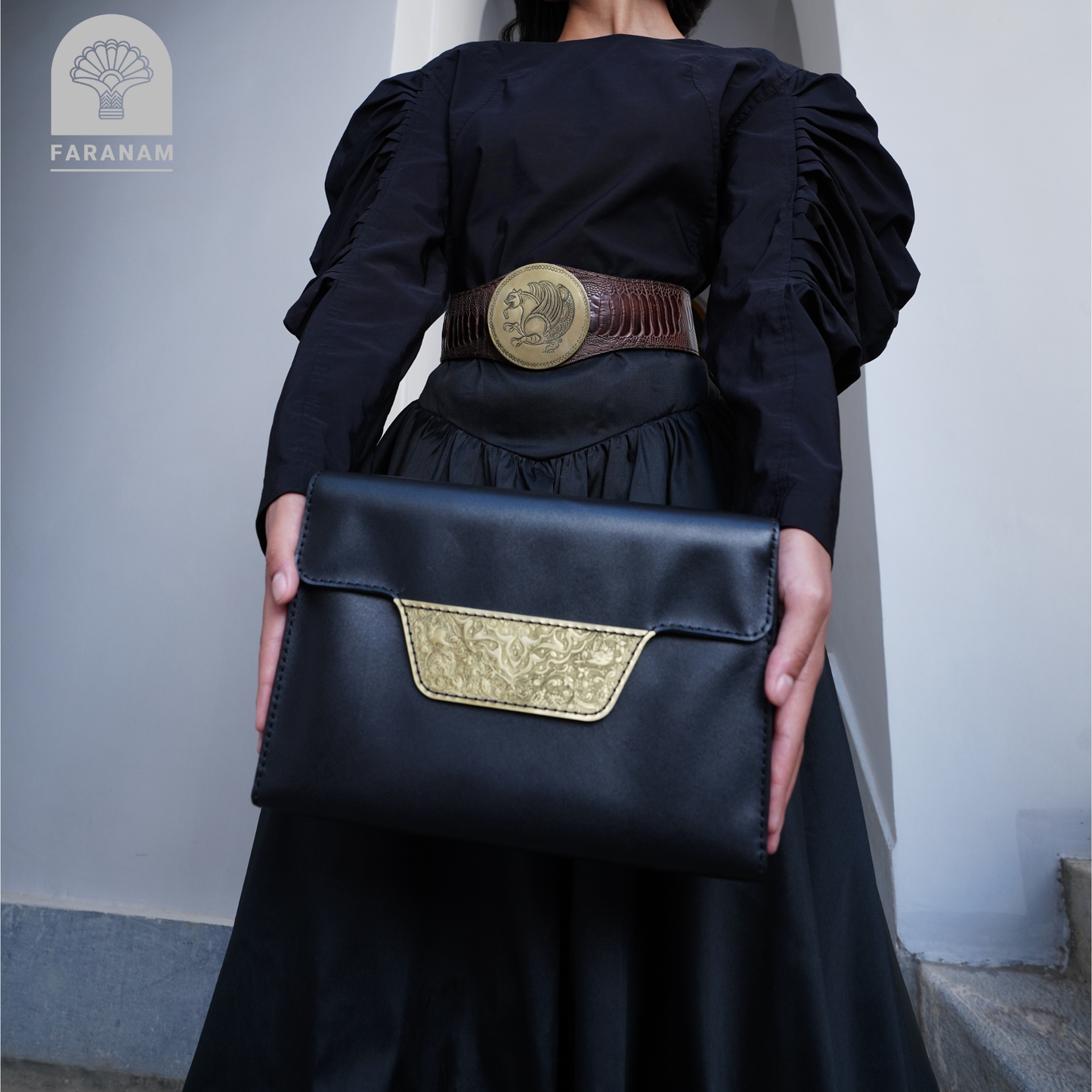 Vala Hand Etched Leather Bag