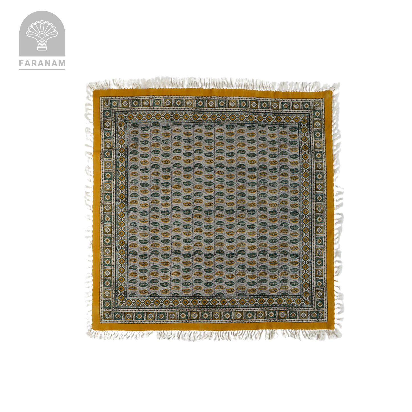 Saffron Leaf Square Hand-printed tablecloth